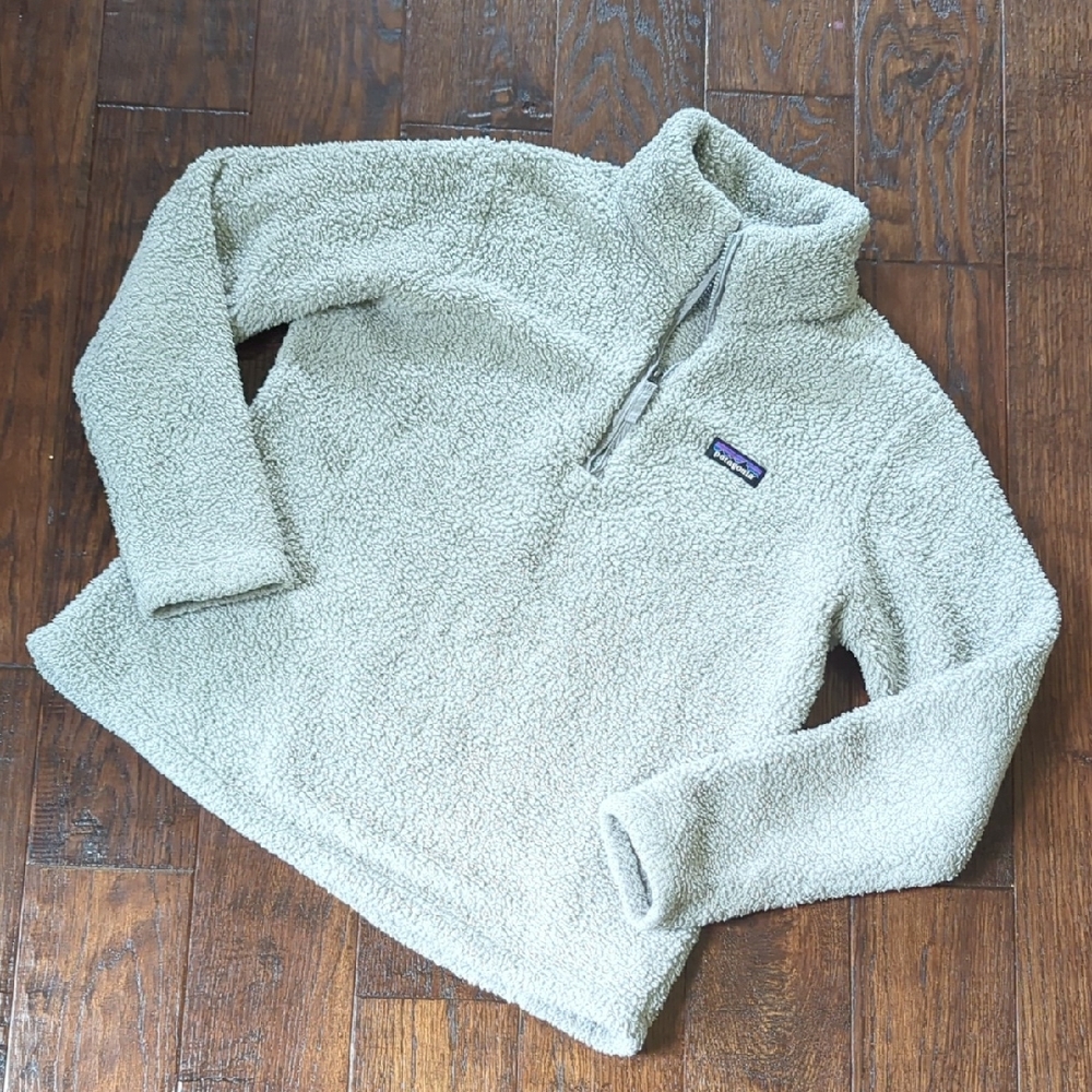 PATAGONIA I Los Gatos Light Grey Soft Fleece Sherpa 1/4 Zip Pullover Top, L - Picture 3 of 15